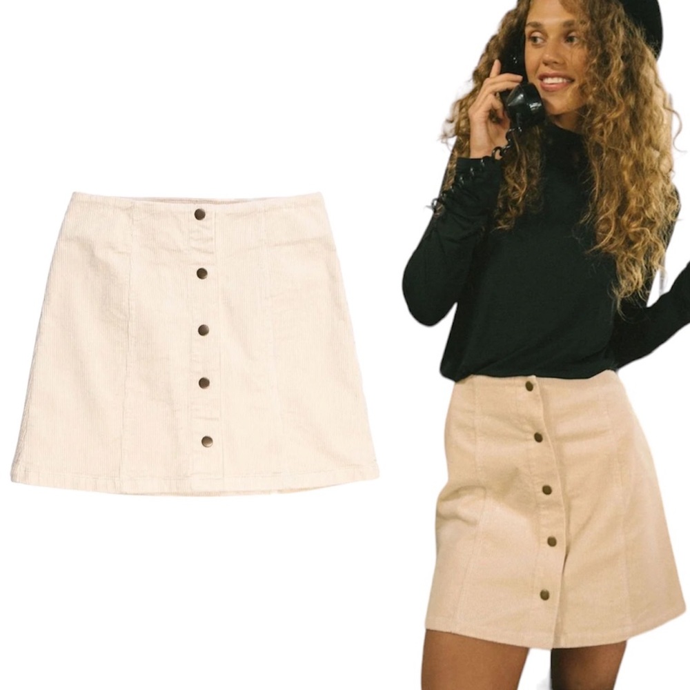 Jackson Rowe Crystal Skirt Coconut Corduroy A Line Mini Skirt Large